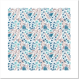 light blue tropical pattern Posters and Art